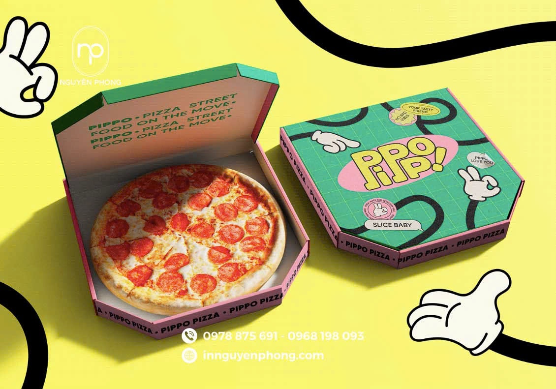 Hộp carton đựng bánh pizza